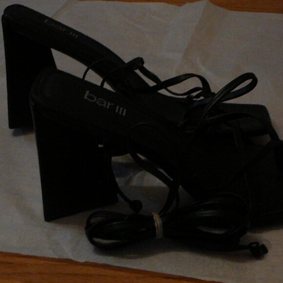 BAR III Womens Black Wrapping Ankle Tie Auroraa 4" Heel Thong Sandals-8M - Picture 7 of 12